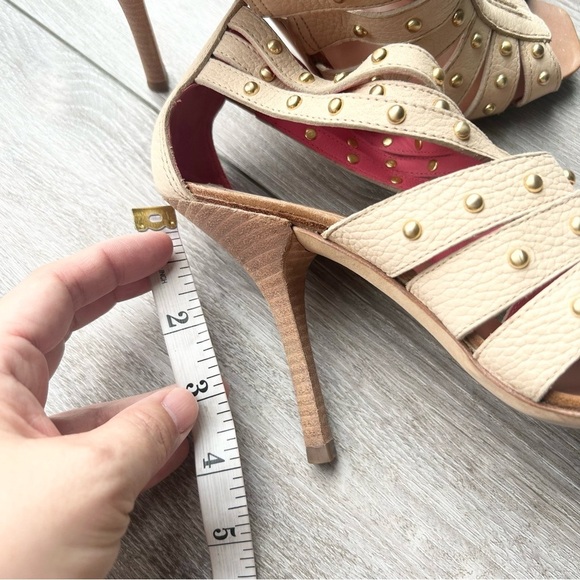 BCBGMaxAzria Ivory Leather Gladiator Studded Full Leather Open Toe Pumps - Picture 16 of 16